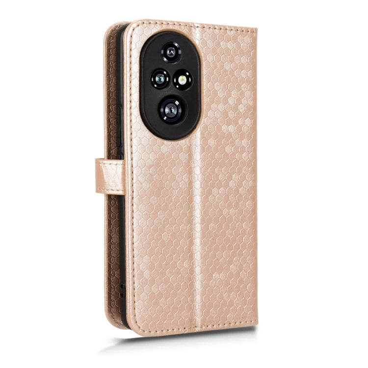 For Honor 200 Pro Honeycomb Dot Texture Leather Phone Case