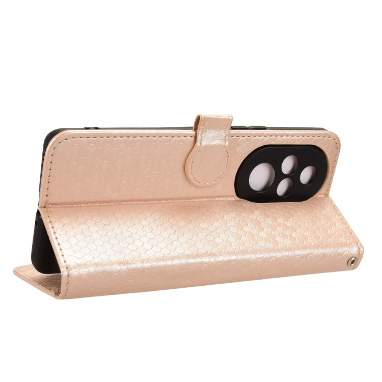 For Honor 200 Pro Honeycomb Dot Texture Leather Phone Case