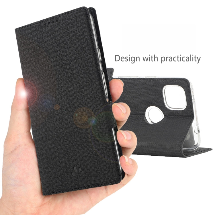 For Google Pixel 4a ViLi Side Button Magnetic Suction Type Shockproof TPU + PU Horizontal Flip Protective Case with Card Slot & Holder & Wallet