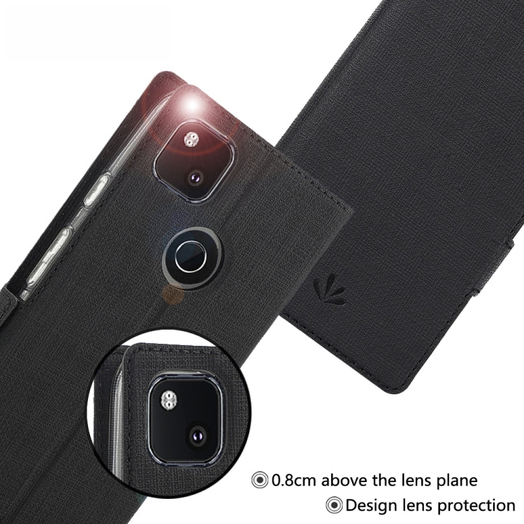 For Google Pixel 4a ViLi Side Button Magnetic Suction Type Shockproof TPU + PU Horizontal Flip Protective Case with Card Slot & Holder & Wallet