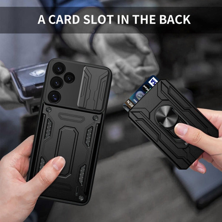 For Samsung Galaxy S24 FE Sliding Camshield TPU+PC Phone Case with Card Slot
