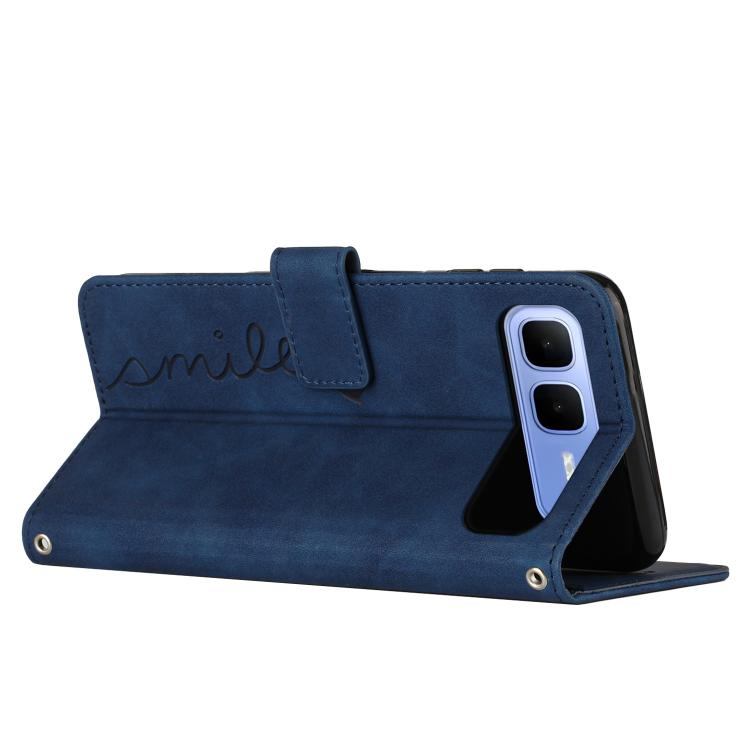 For Infinix Smart 10 Plus 4G Skin Feel Heart Embossed Leather Phone Case with Long Lanyard