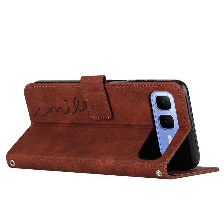 For Infinix Smart 10 Plus 4G Skin Feel Heart Embossed Leather Phone Case with Long Lanyard