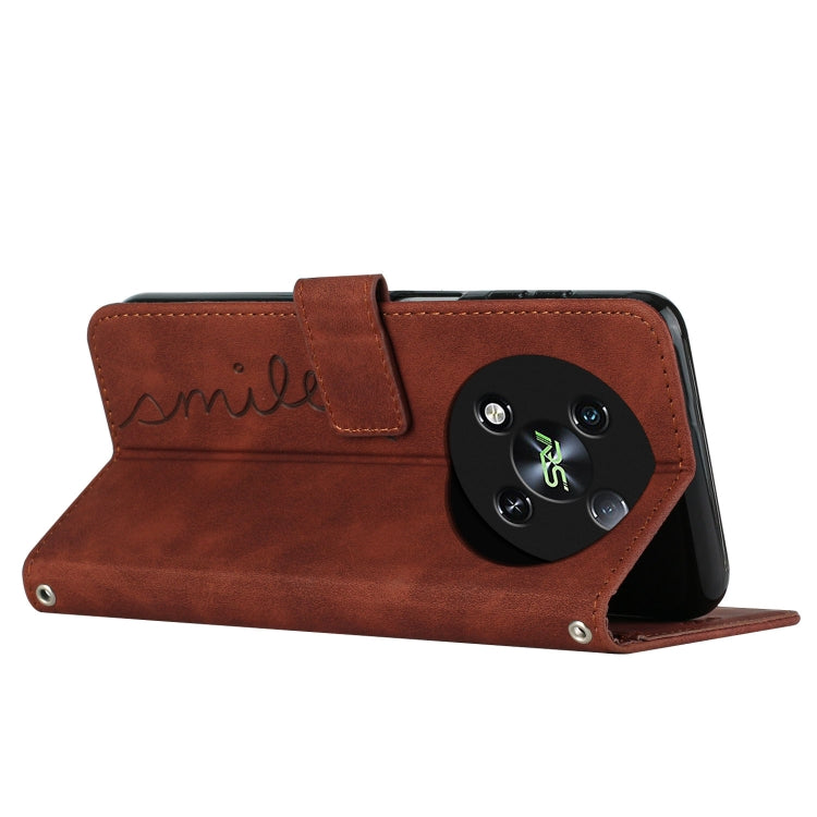 For itel RS4 Skin Feel Heart Embossed Leather Phone Case with Long Lanyard