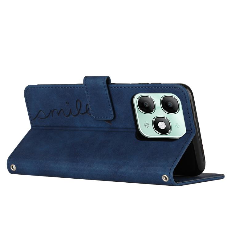 For itel A90 4G Skin Feel Heart Embossed Leather Phone Case with Long Lanyard