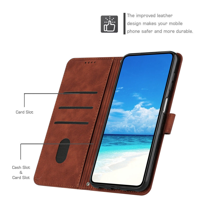 For OPPO A3 Pro China Skin Feel Heart Embossed Leather Phone Case with Long Lanyard