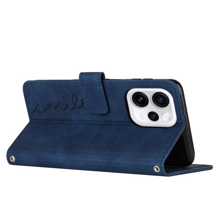 For OPPO Reno15 Pro Max 5G Global Skin Feel Heart Embossed Leather Phone Case with Long Lanyard