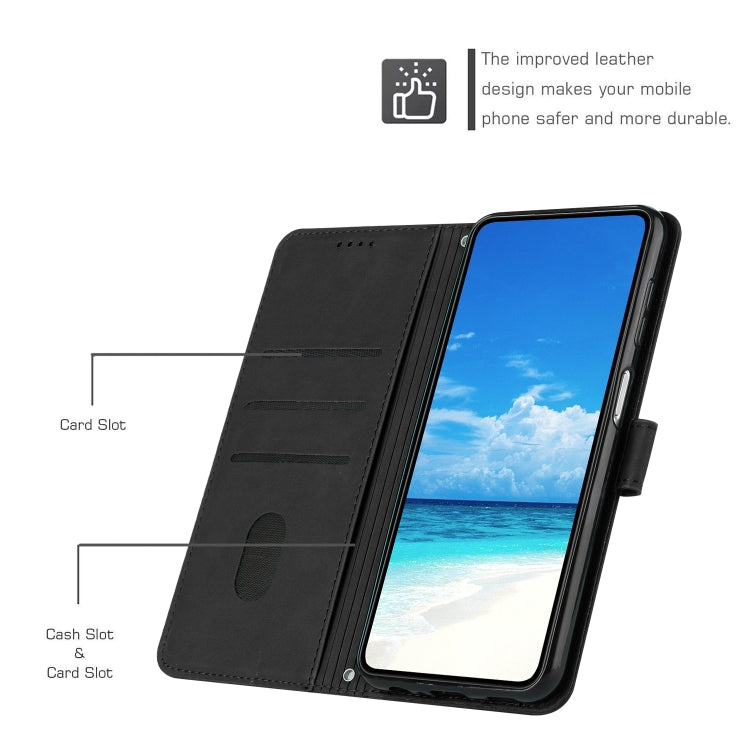 For Sony Xperia 1 VI Skin Feel Heart Embossed Leather Phone Case with Long Lanyard