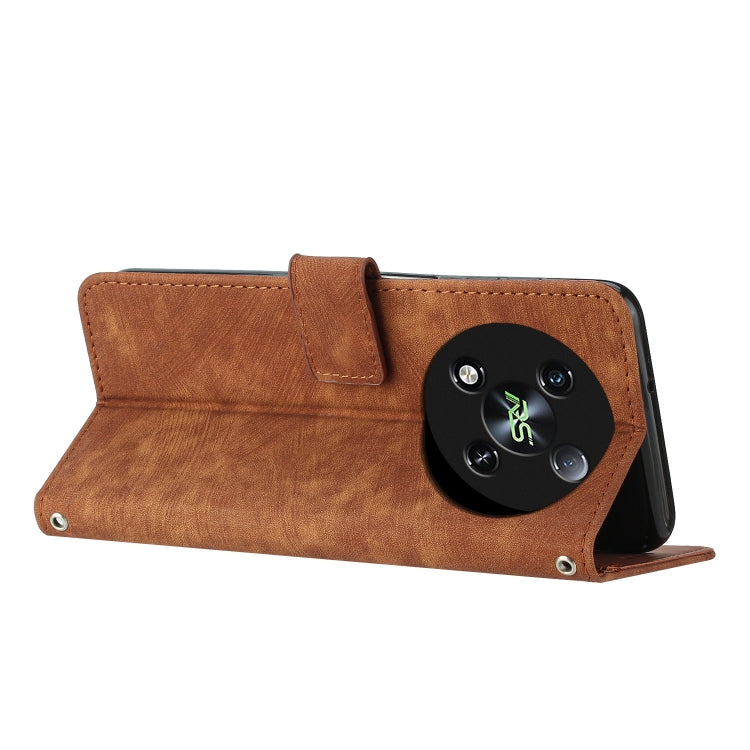 For itel RS4 Skin Feel Stripe Pattern Leather Phone Case with Lanyard