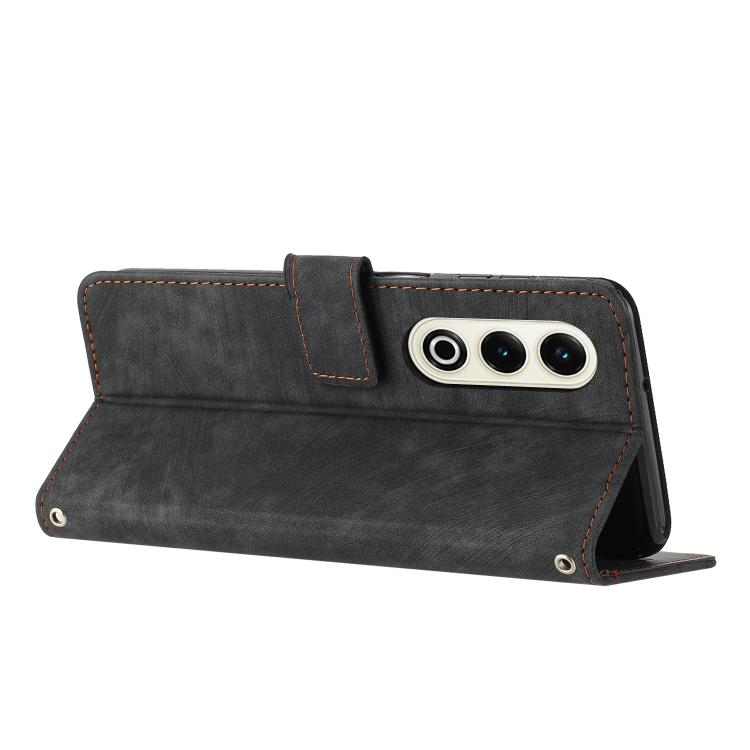 For itel S25 Skin Feel Stripe Pattern Leather Phone Case with Lanyard