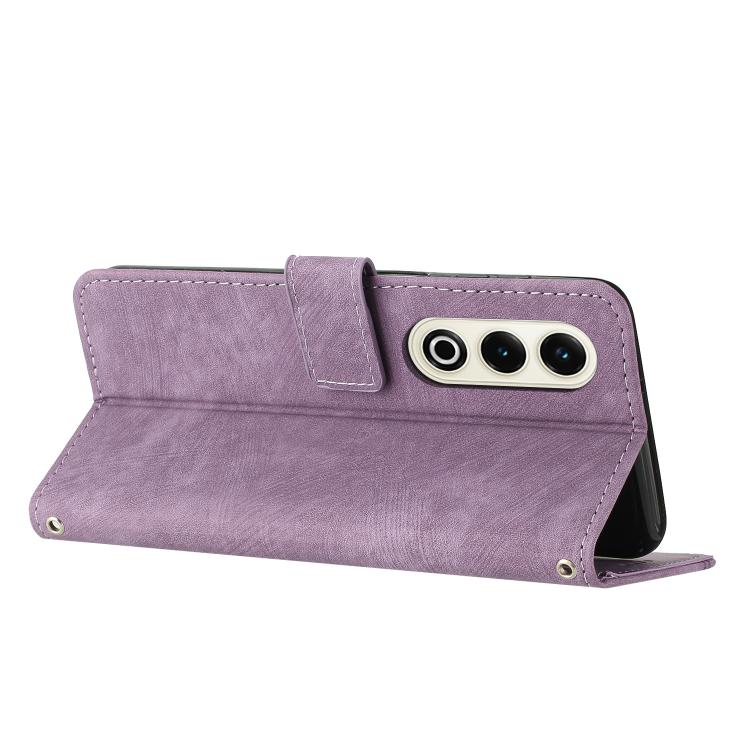 For itel S25 Skin Feel Stripe Pattern Leather Phone Case with Lanyard