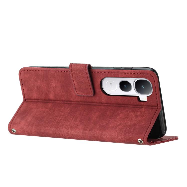 For vivo Y400 5G / 4G Global Skin Feel Stripe Pattern Leather Phone Case with Lanyard