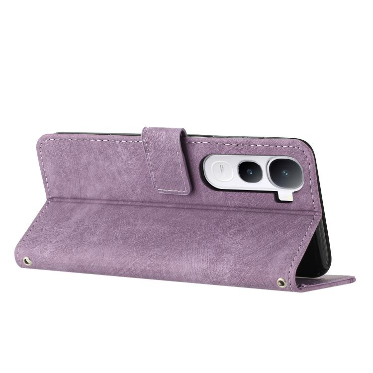 For vivo Y400 5G / 4G Global Skin Feel Stripe Pattern Leather Phone Case with Lanyard