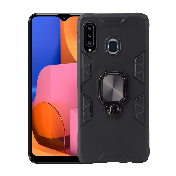For Samsung Galaxy A20 / A30 Shockproof TPU Full Coverage Protective Case with 360 Degree Rotating Ring Holder