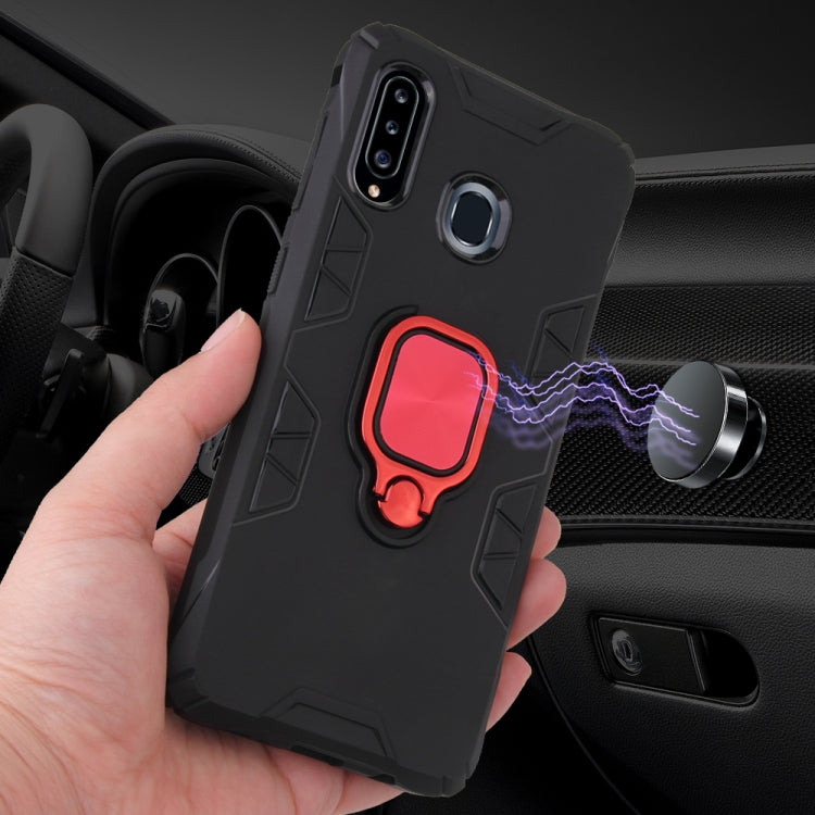 For Samsung Galaxy A20 / A30 Shockproof TPU Full Coverage Protective Case with 360 Degree Rotating Ring Holder