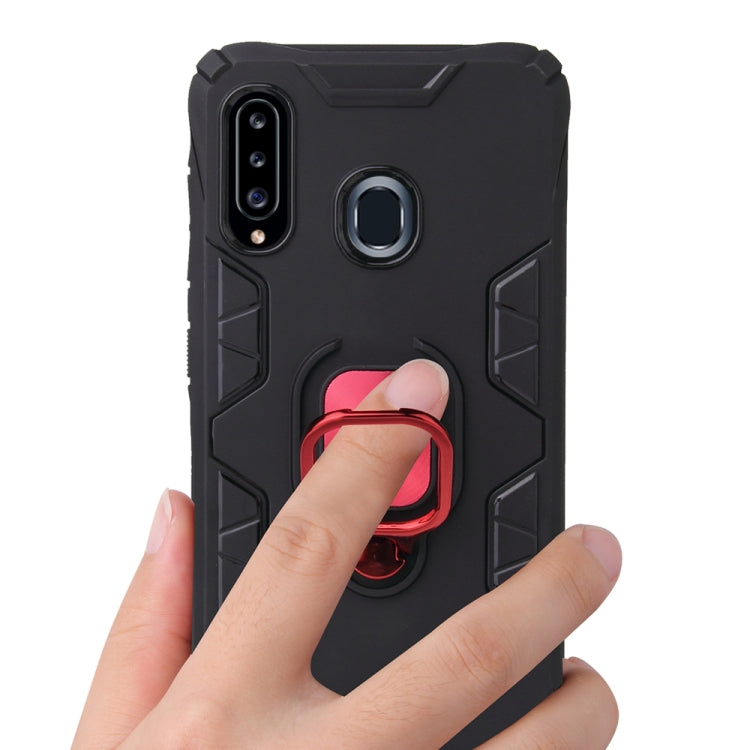 For Samsung Galaxy A20 / A30 Shockproof TPU Full Coverage Protective Case with 360 Degree Rotating Ring Holder