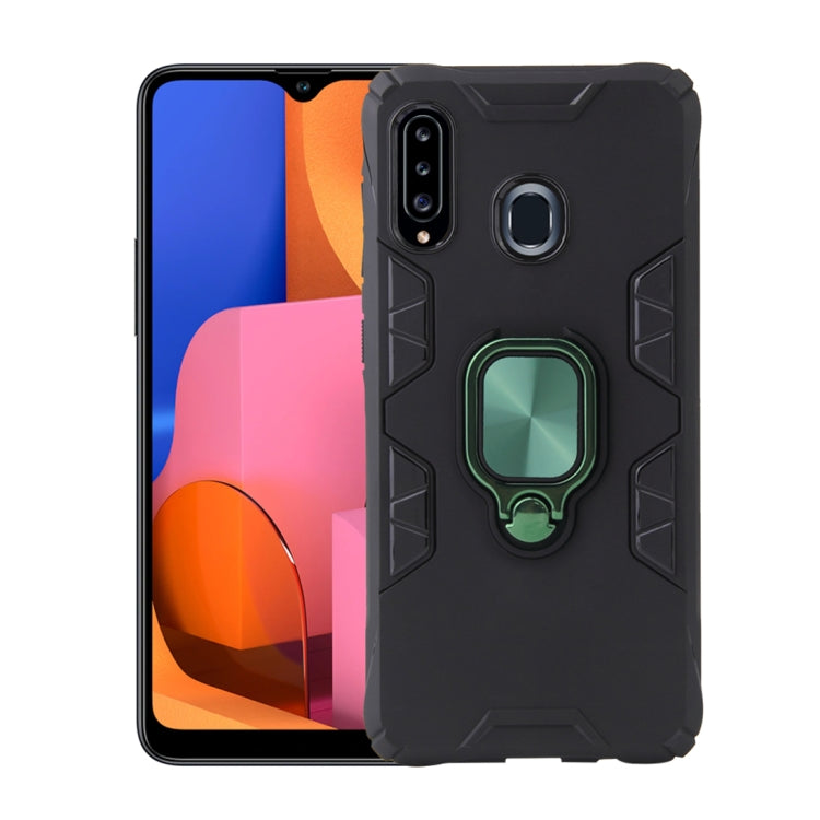 For Samsung Galaxy A20 / A30 Shockproof TPU Full Coverage Protective Case with 360 Degree Rotating Ring Holder