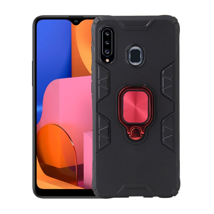 For Samsung Galaxy A20 / A30 Shockproof TPU Full Coverage Protective Case with 360 Degree Rotating Ring Holder