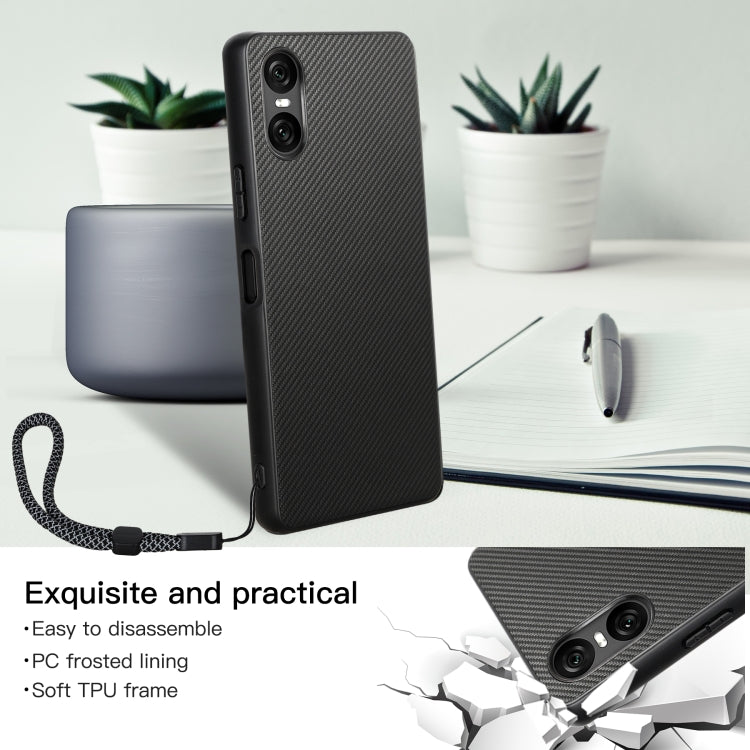 For Sony Xperia 10 VI ViLi TC Series Kevlar Carbon Fiber Texture Phone Case - Black