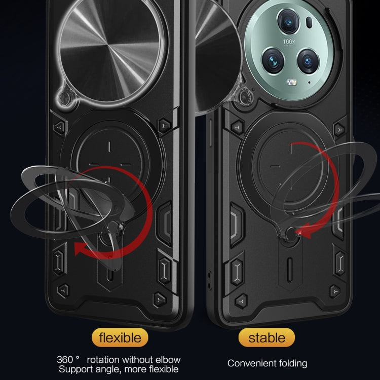 For Honor Magic5 Pro CD Texture Sliding Camshield Magnetic Holder Phone Case