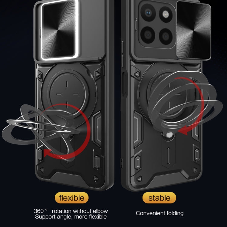 For Honor X8 5G / X6 4G CD Texture Sliding Camshield Magnetic Holder Phone Case