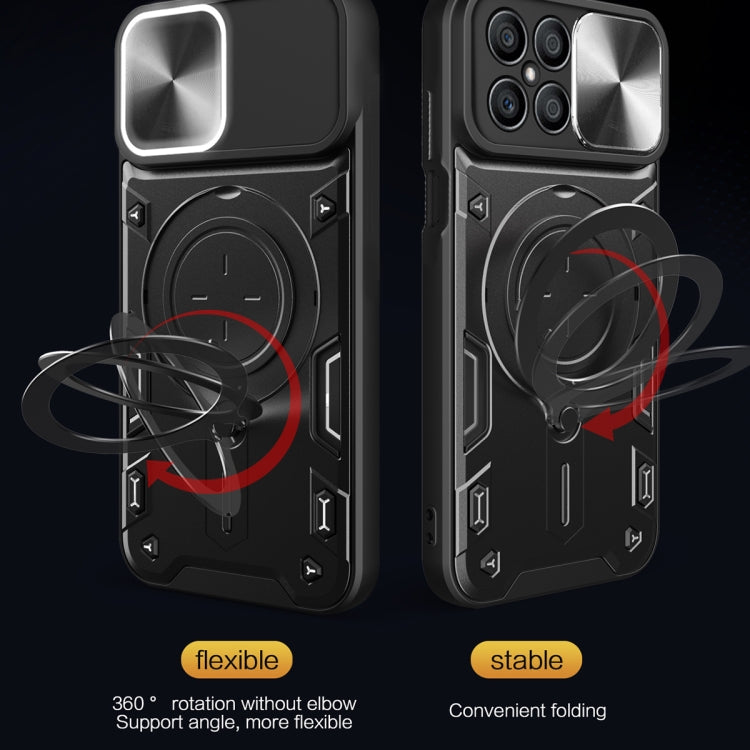 For Honor X8 4G CD Texture Sliding Camshield Magnetic Holder Phone Case