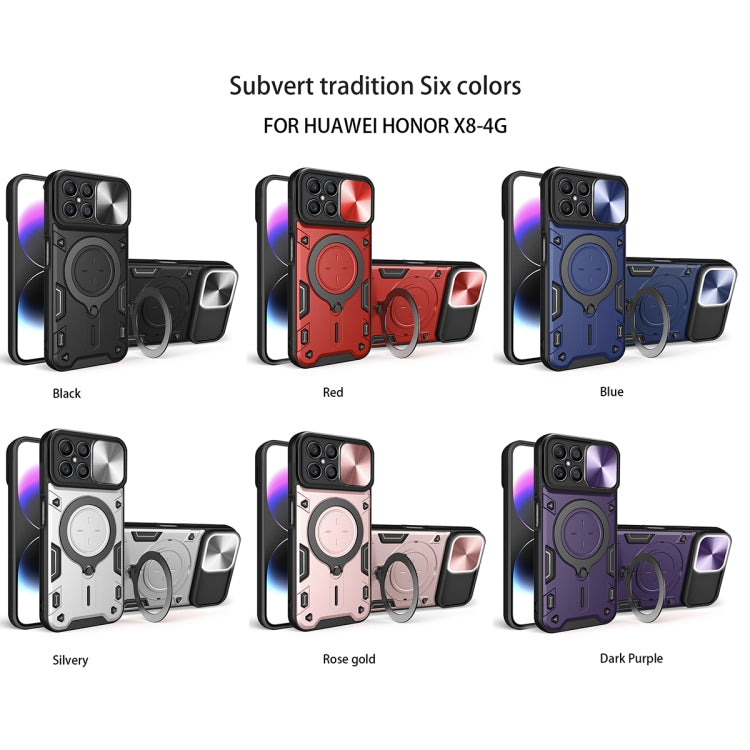 For Honor X8 4G CD Texture Sliding Camshield Magnetic Holder Phone Case