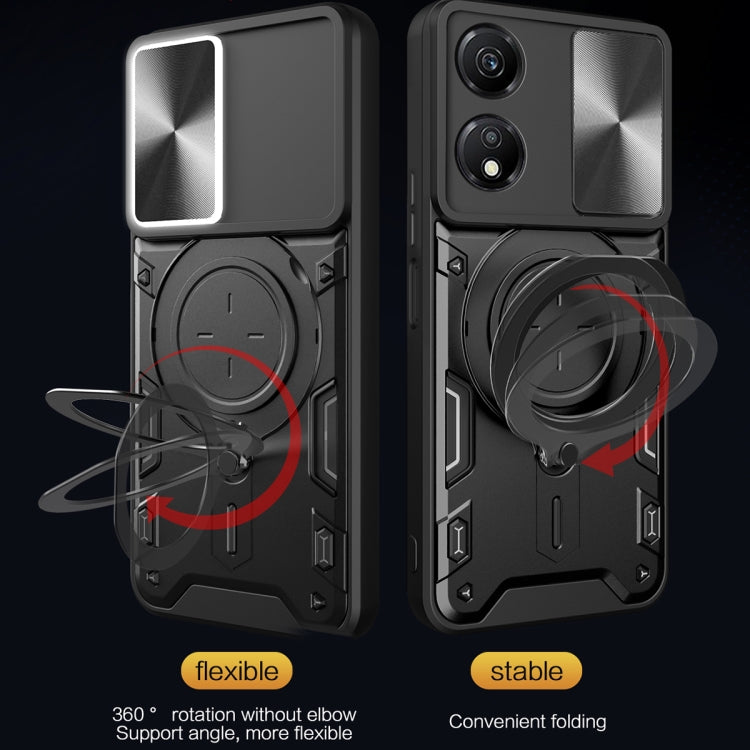 For Honor X5 Plus CD Texture Sliding Camshield Magnetic Holder Phone Case