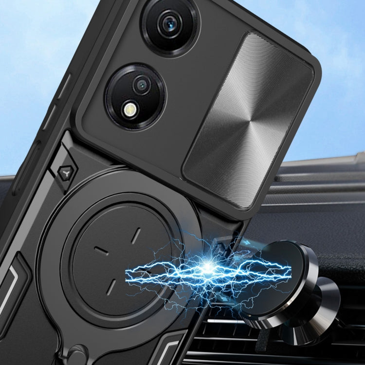 For Honor X5 Plus CD Texture Sliding Camshield Magnetic Holder Phone Case