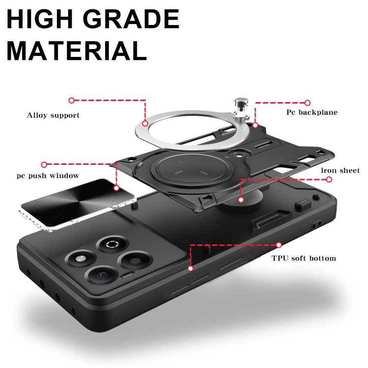 For Honor X6b 4G CD Texture Sliding Camshield Magnetic Holder Phone Case
