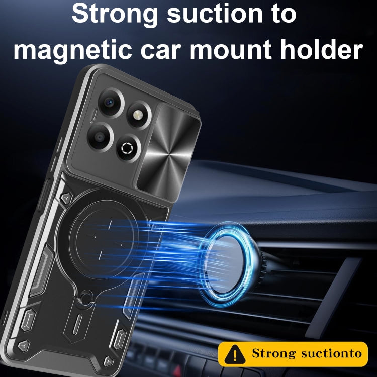 For Honor X6b 4G CD Texture Sliding Camshield Magnetic Holder Phone Case