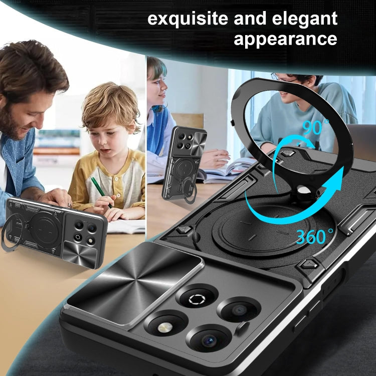 For Honor X6b 4G CD Texture Sliding Camshield Magnetic Holder Phone Case