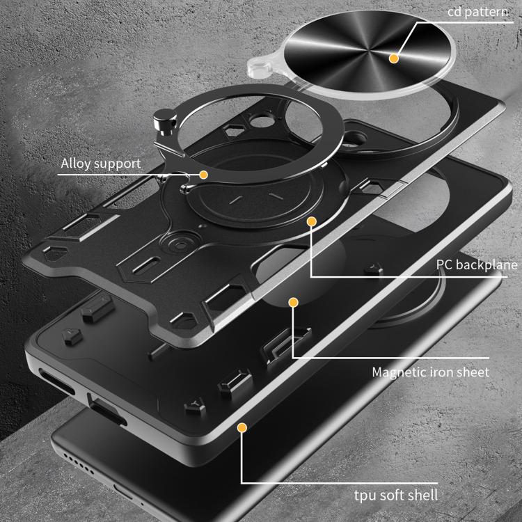 For Honor Magic7 Pro CD Texture Sliding Camshield Magnetic Holder Phone Case