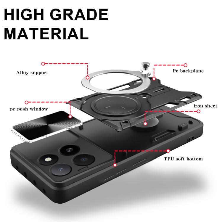 For Honor X5b Plus / X5b 4G CD Texture Sliding Camshield Magnetic Holder Phone Case