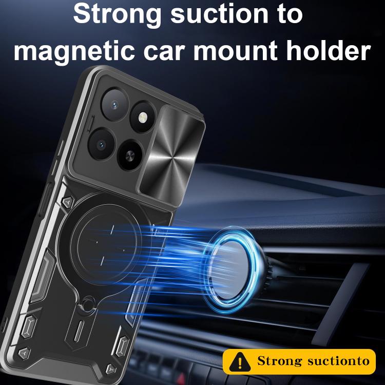 For Honor X5b Plus / X5b 4G CD Texture Sliding Camshield Magnetic Holder Phone Case
