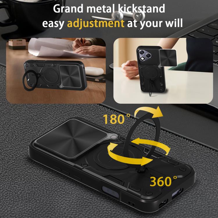 For Honor 400 Lite Global CD Texture Sliding Camshield Magnetic Holder Phone Case