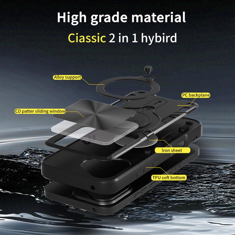 For Honor 400 Lite Global CD Texture Sliding Camshield Magnetic Holder Phone Case