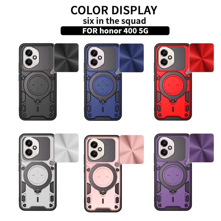 For Honor 400 Global 156.5mm CD Texture Sliding Camshield Magnetic Holder Phone Case