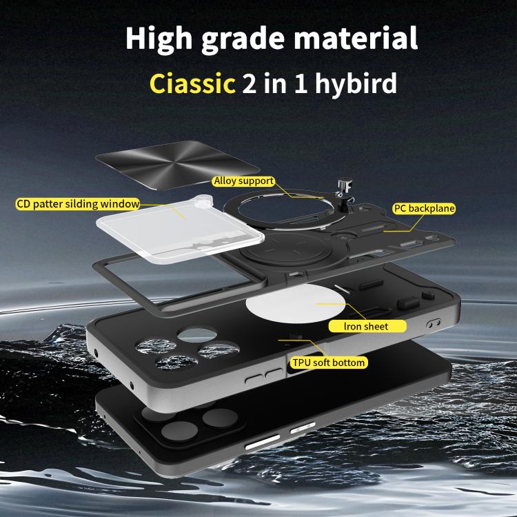 For Honor 400 Smart / X7d 5G Global CD Texture Sliding Camshield Magnetic Holder Phone Case
