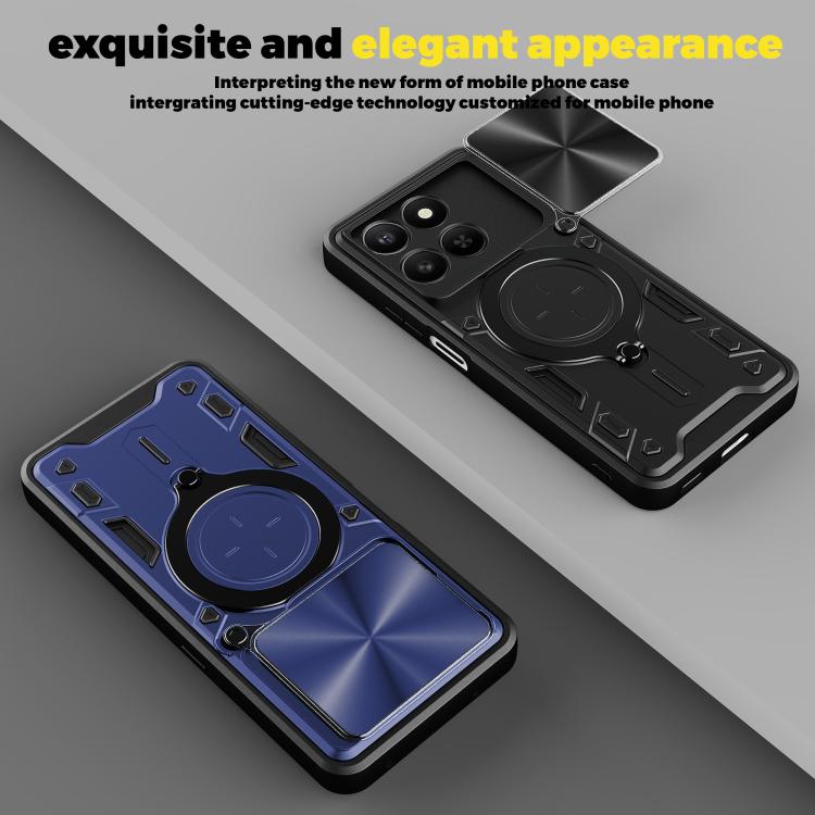 For Honor 400 Smart / X7d 5G Global CD Texture Sliding Camshield Magnetic Holder Phone Case