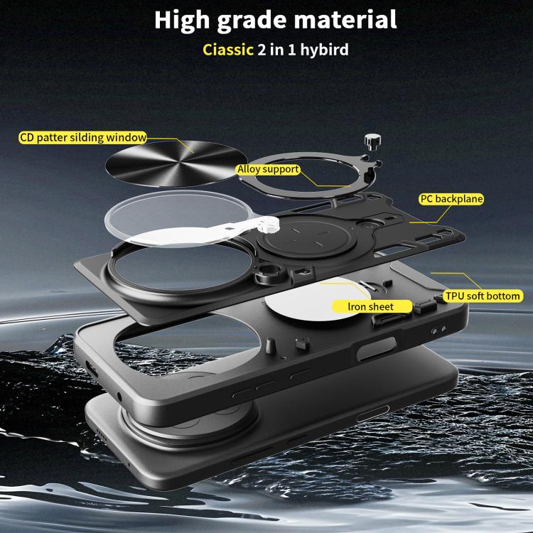 For Honor Magic8 Pro 5G CD Texture Sliding Camshield Magnetic Holder Phone Case