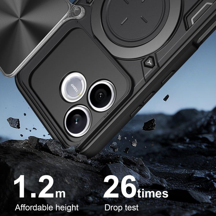 For Honor 600 Lite Global CD Texture Sliding Camshield Magnetic Holder Phone Case