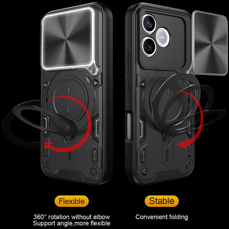 For Honor 600 Lite Global CD Texture Sliding Camshield Magnetic Holder Phone Case