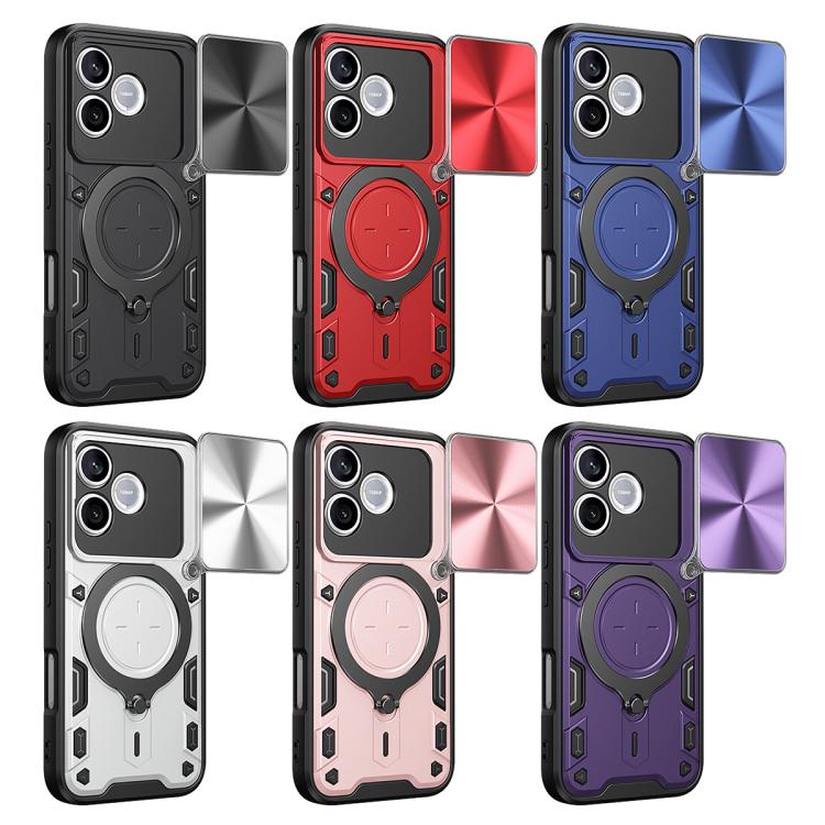 For Honor 600 Lite Global CD Texture Sliding Camshield Magnetic Holder Phone Case