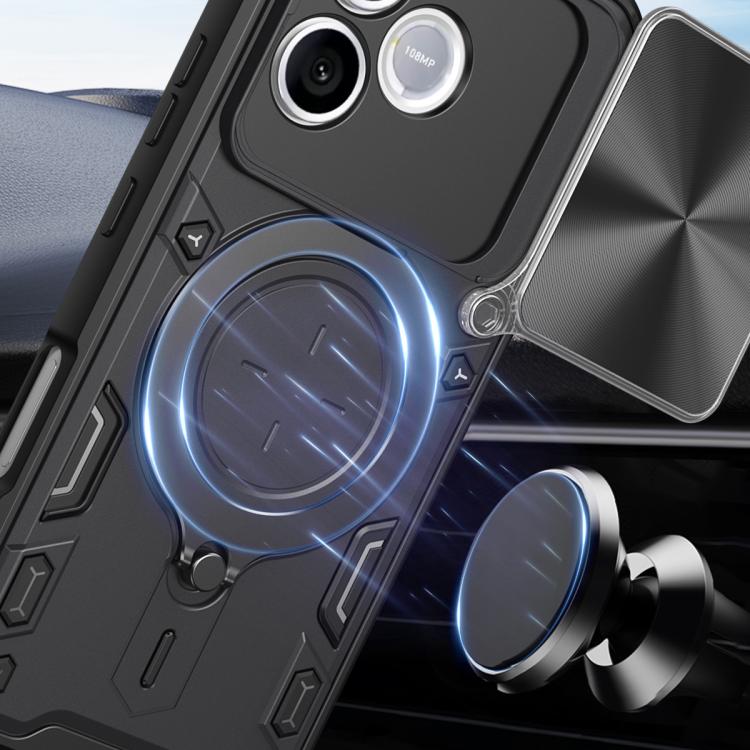 For Honor 600 Lite Global CD Texture Sliding Camshield Magnetic Holder Phone Case