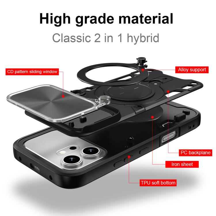 For Honor 600 / 600 Pro Global CD Texture Sliding Camshield Magnetic Holder Phone Case