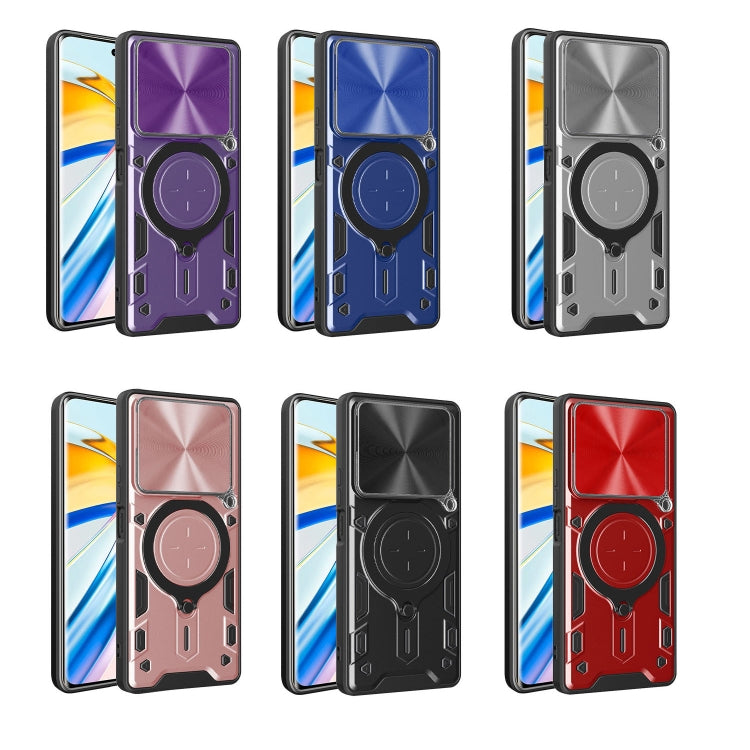 For Tecno Pova 6 Neo 4G CD Texture Sliding Camshield Magnetic Holder Phone Case
