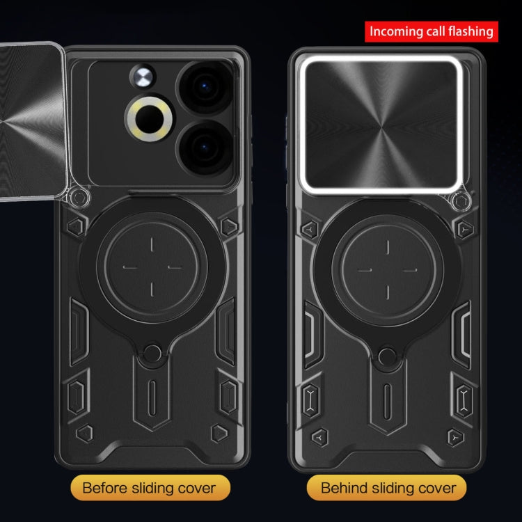 For Tecno Pova 6 Neo 4G CD Texture Sliding Camshield Magnetic Holder Phone Case