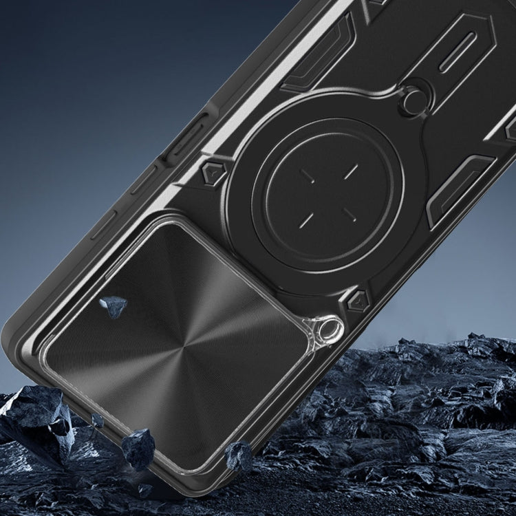 For Tecno Pova 6 Neo 4G CD Texture Sliding Camshield Magnetic Holder Phone Case