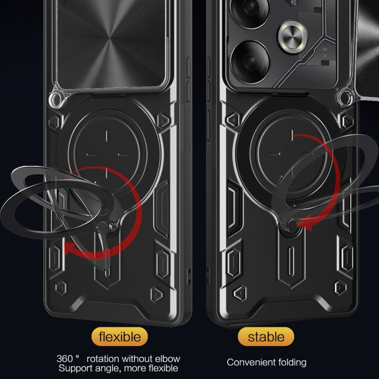 For Tecno Pova 6 4G CD Texture Sliding Camshield Magnetic Holder Phone Case